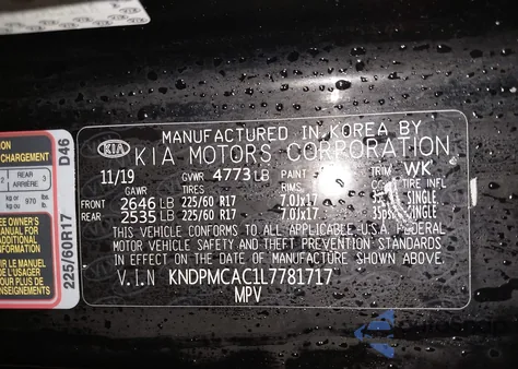 2020 Kia Sportage Lx from USA, damaged, VIN KNDPMCAC1L7781717